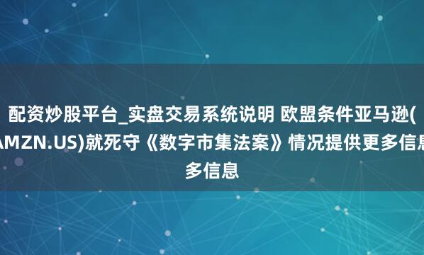 配资炒股平台_实盘交易系统说明 欧盟条件亚马逊(AMZN.US)就死守《数字市集法案》情况提供更多信息