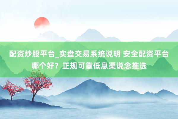 配资炒股平台_实盘交易系统说明 安全配资平台哪个好？正规可靠低息渠说念推选